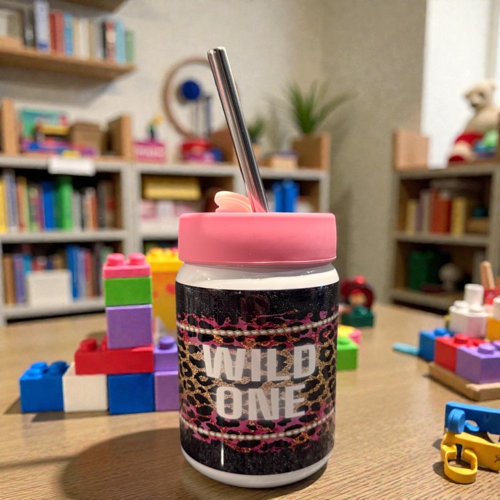 Kids Stainless Steel Mason Tumbler with Straw